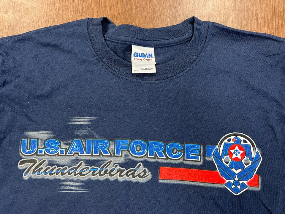 US AIR FORCE THUNDERBIRDS МОЛОДЕЖНАЯ ФУТБОЛКА L ВИНТАЖНЫЙ DEADSTOCK ТЕМНО-Y2K NOS НОВЫЙ - Изображение 3 из 4