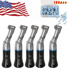 5*Dental Slow Low Speed Contra Angle Handpiece Latch Black/100*Polish Cups Blue