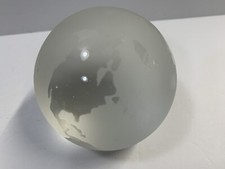 Vintage World Globe Earth Paperweight Etched Frosted Crystal Glass Clear, 3  