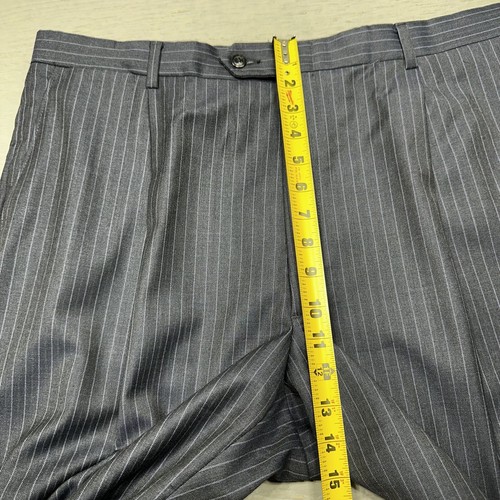 Cremeux Loro Piana Suit Mens 43 Long Blue Pinstriped 3 Button Wool 36X34 Pants * - Picture 21 of 24