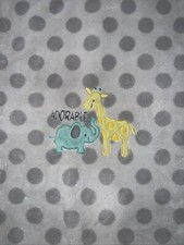 Carters Just One You ADORABLE Elephant Giraffe Gray White Polka Dot Blanket