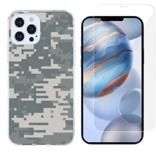 For iPhone 12 Pro Max Slim Case, w/ Tempered Glass - Digital Camo