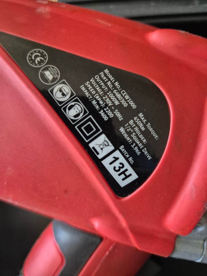 Clarke CEW 1000 450 nm torque 240V Corded Electric Impact Wrench