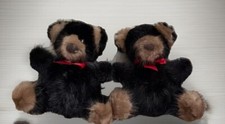 2 Mink Fur Teddy Bear 6"T with Red Bow Limited Edition