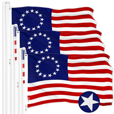 NEW G128 Betsy Ross Flag 3-Pack 1x1.5 FT Historical Embroidered 300D Polyester