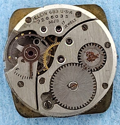 mens ELgin 683 Manual Wind Movement Sub Dial  Tank Vintage Old Parts Watch lot