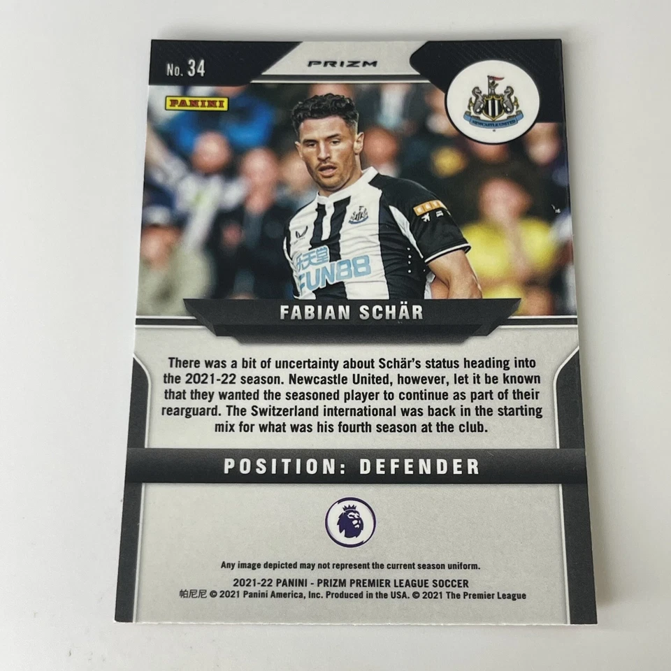Fabian Schar 2021-22 Red White Blue Prizm #34 Newcastle United  - Image 2 of 4