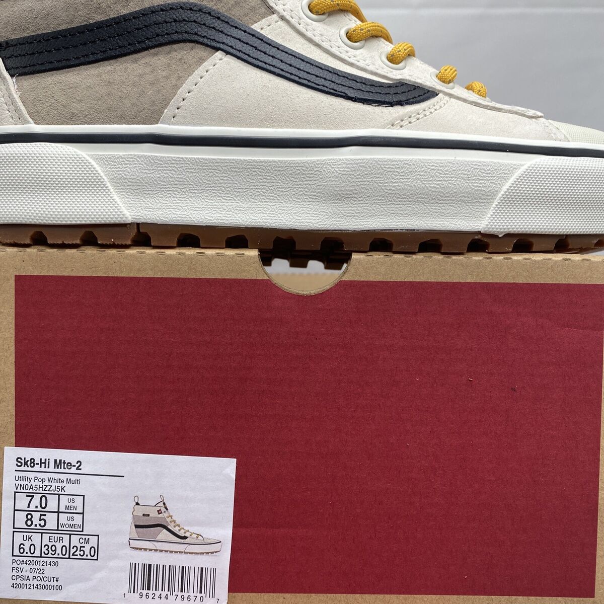 VANS Sk8 Hi MTE-2 Mens Size 7 / Womens 8.5 Utility Pop White VANS Sk8 Hi MTE-2 Mens Size 7 / Womens 8.5 Utility Pop White