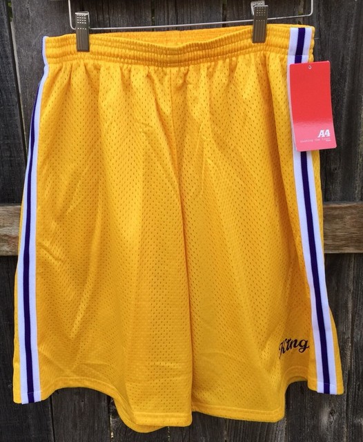 A4 Sacramento Kings Yellow Mens Large Polyester Basketball Shorts NWT! eBay