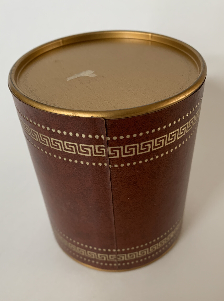 Vintage MCM Brown Gilt PEN PENCIL CUP HOLDER Office Desk Organizer