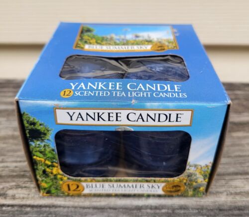Yankee Candle Blue Summer Sky Tea Light Berries Ginger Jasmine Retired Scent New - Picture 1 of 6