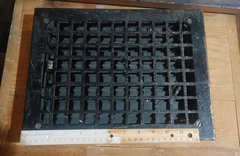 Vintage Iron Heat Grate / Floor Register 13 X 10.5 Inches Working Lever/Louvers 