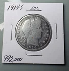 1914-S Liberty Barber Silver Half Dollar 50c San Francisco Mint Key Date Coin