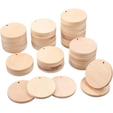 Yulejo 50 Pcs 2 Inch Unfinished Natural Wood Slices Flat Round Wooden...