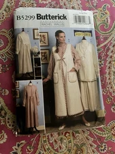 Butterick Pattern 5299 Historcial Nightgown Cap and robe Uncut Factory Folded