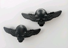 2X 3D Metall Totenkopf Flügel skull Sticker Emblem Aufkleber Auto KFZ Motorrad