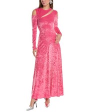 Ganni Velvet Jersey Maxi Dress Women's Pink 32