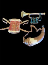 1970s Sexton Brand Patriotic American Wall Hangers Trumpet Powder Horn Drum
