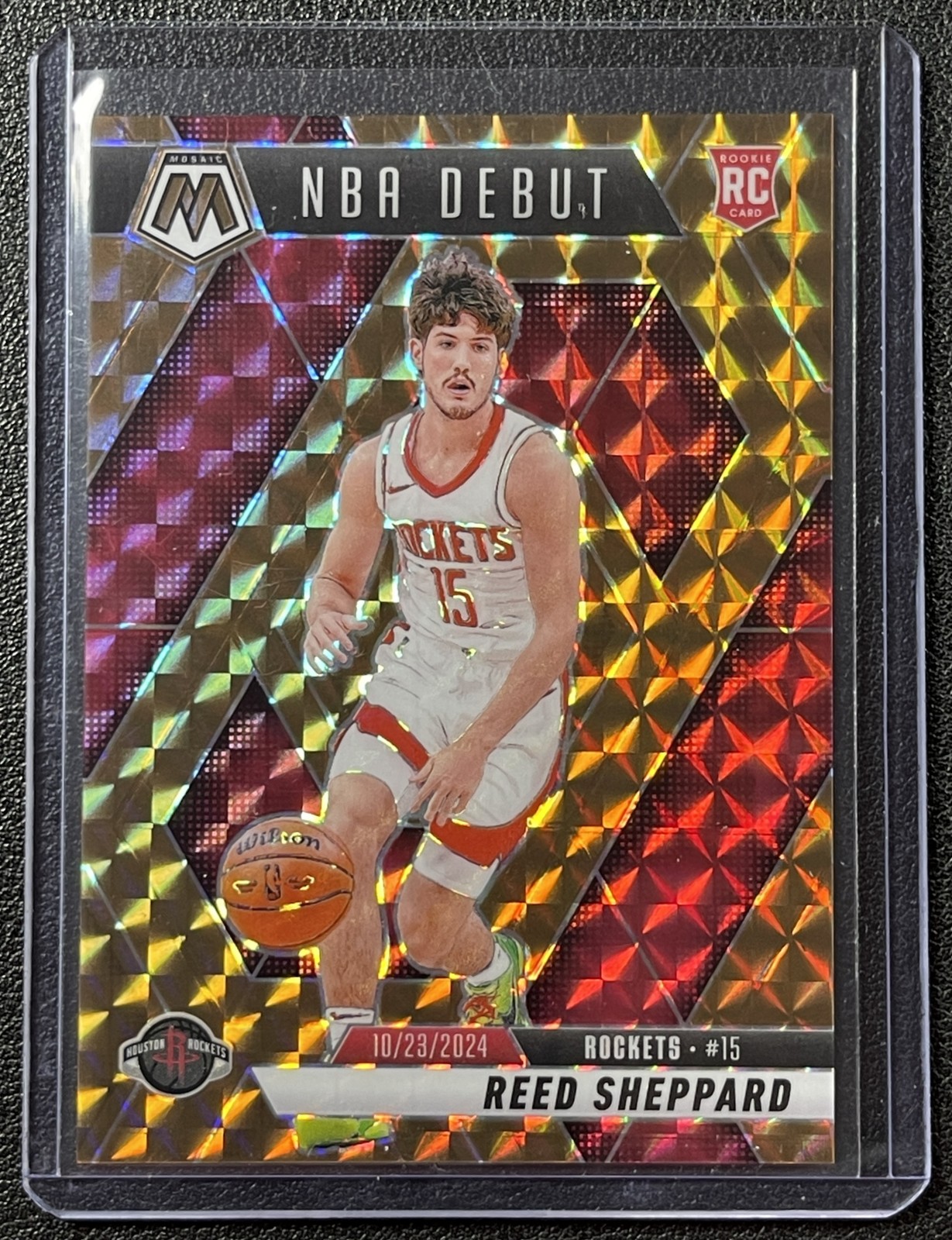 REED SHEPPARD 2024-25 PANINI MOSAIC 252 ROOKIE NBA DEBUT RC BRONZE 52/75 ROCKETS