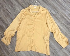 LA PERLA Women s Golden 95 Silk / 5 Elastane Button Up Long Sleeves Blouse L