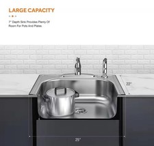 Glacier Bay 25 in. Drop-in Single Bowl 22 Gauge Stainless Steel Kitchen Sink