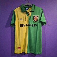 MANCHESTER UNITED THIRD 92/93 - JERSEY RETRO  - YELLOW & GREEN - MED (Run Small)