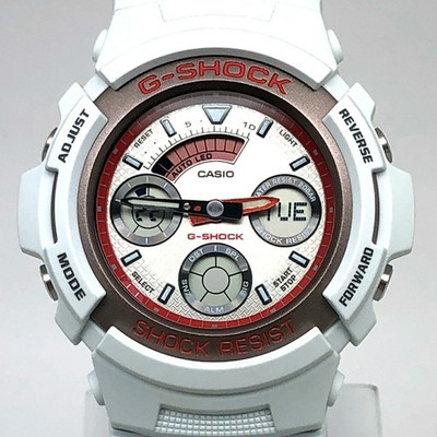 Casio G-Shock AW-591TM-8A Analog-Digital Sporty Watch White Red Metal Used