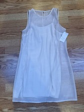 A New Day White Sheer Overlay Shift Dress Size M NWT