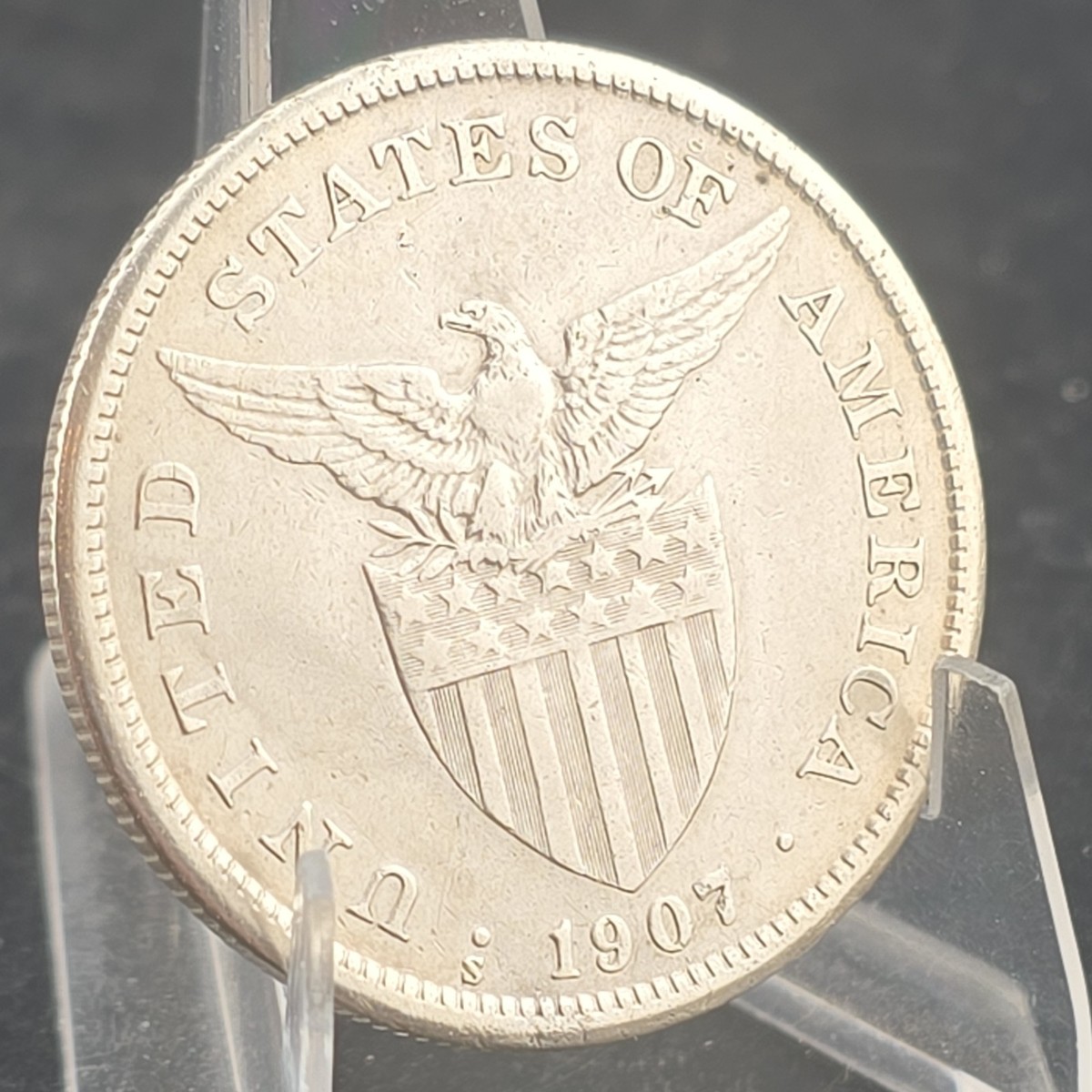 1907 US Philippines One Peso Coin U.S. (1898-1946) Silver