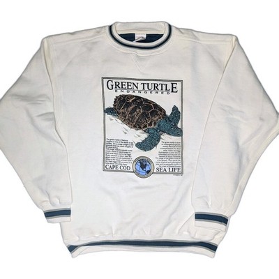 Vintage Green Turtle Endangered Cape Cod Sea Life Sweatshirt M Crew BAC Premier 