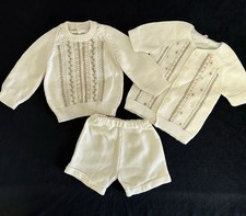 Boys Special Occasion Baptism Christening 3 Piece Knits Sz 24 Months