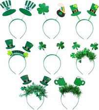 St Patrick's Day Headbands 8PCS Shamrock Clover Hat Boppers Irish Party Costume