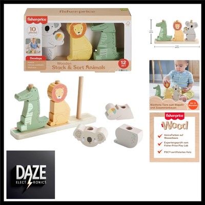 Baby und Kleinkinder Stapel- und Sortiert-Tierwelt aus Holz, 10 Holzteile für...