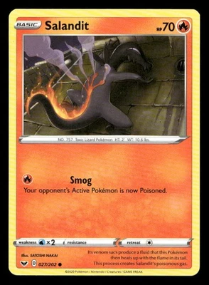 Salandit Common SWSH01: Sword & Shield Base Set 027/202 NM - Image 1 of 2