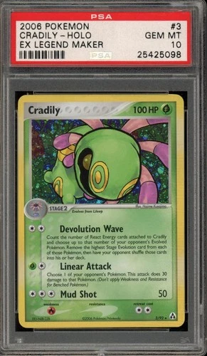 Pokemon Cradily Holo EX Legend Maker 3/92 PSA 10 Gem Mint DAMAGED