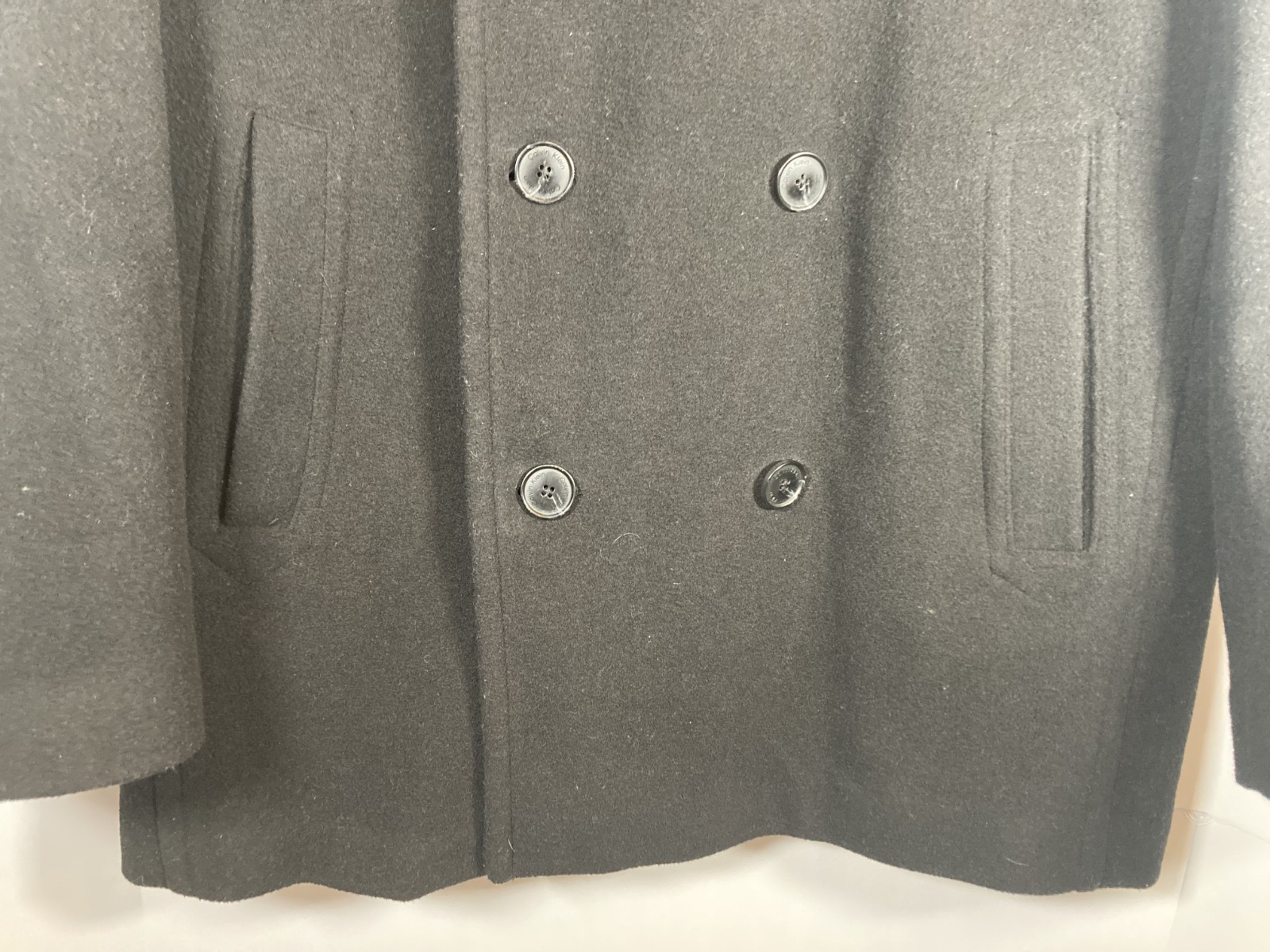 Calvin Klein Men’s Wool Blend Peacoat Jacket Size M Black Double Breasted thumbnail 4