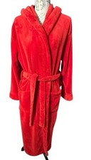 Alexander Del Rossa Red Robe Long Plush S/M Hooded Heavy Loungewear Robe New