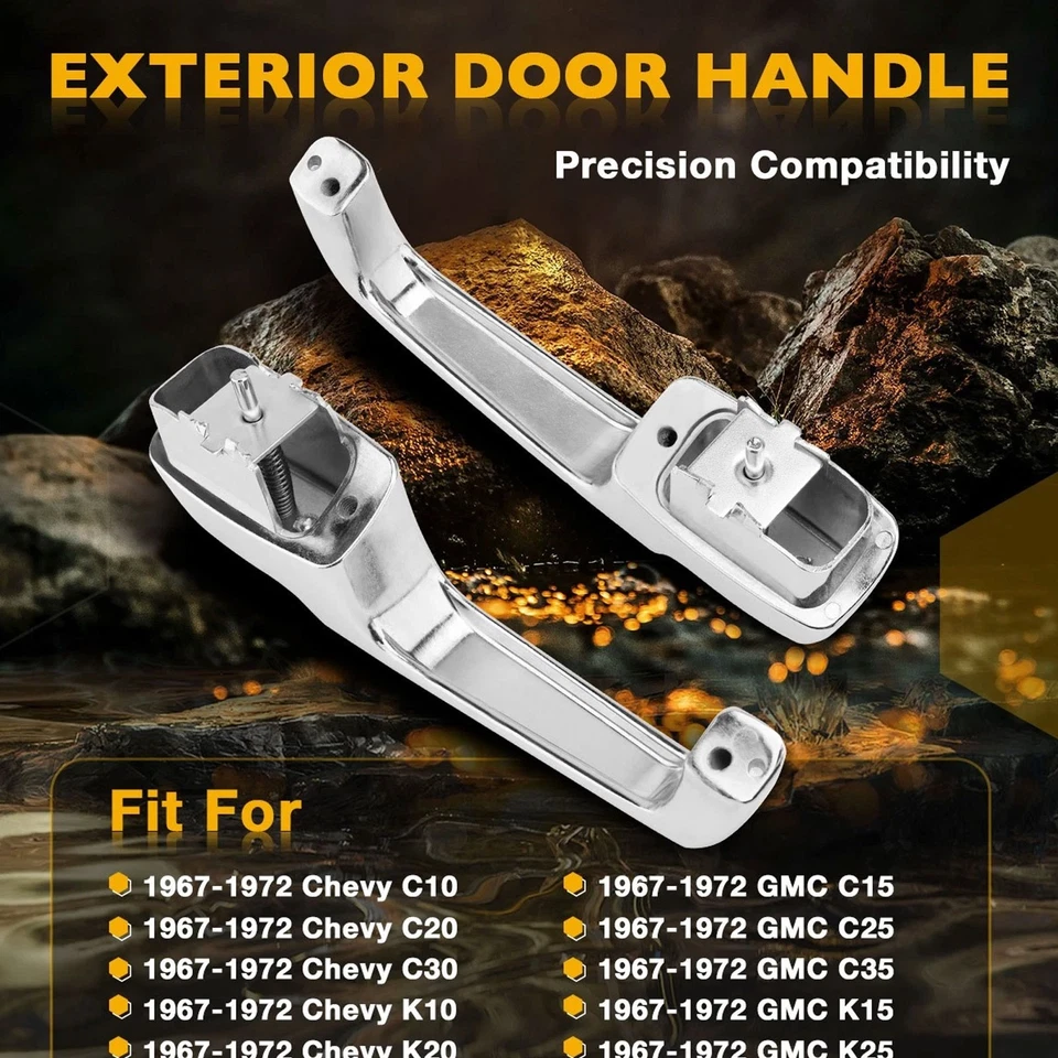 67-72 Chevrolet C/K Pickup Truck Outside Door Handle Chrome PAIR C10 Suburban - Imagem 4 de 4