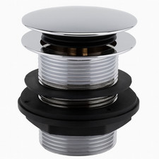 Image of Large Unslotted Basin Click Waste Chrome Push Button Plug for Basins No Overflow