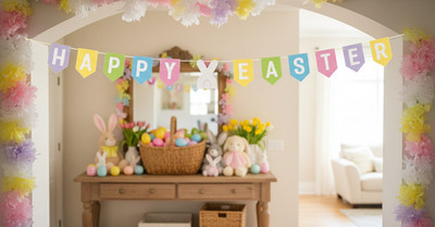 Happy Easter Hanging Pennant Banner Sign Decoration Holiday Party Supplies