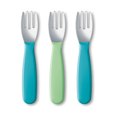 NUK Kiddy Cutlery Forks, Durable Stainless Steel, BPA Latex-Free, 18 Months,