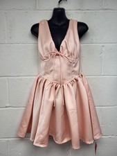 Pretty Little Thing Pink Satin Skater Dress Size 8 BNWT. PT