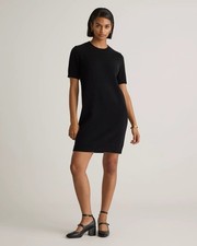 Quince Mongolian Cashmere Short Sleeve Mini Dress Black Size S
