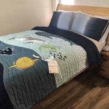 Pottery Barn Kids Save Our Seas Twin Size Quilt Patchwork Blue 68x86  New Defect