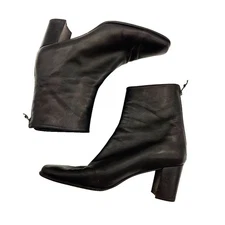 STUART WEITZMAN Square Toe Leather Bootie Womens 7 Block Heel Luxury Old Money