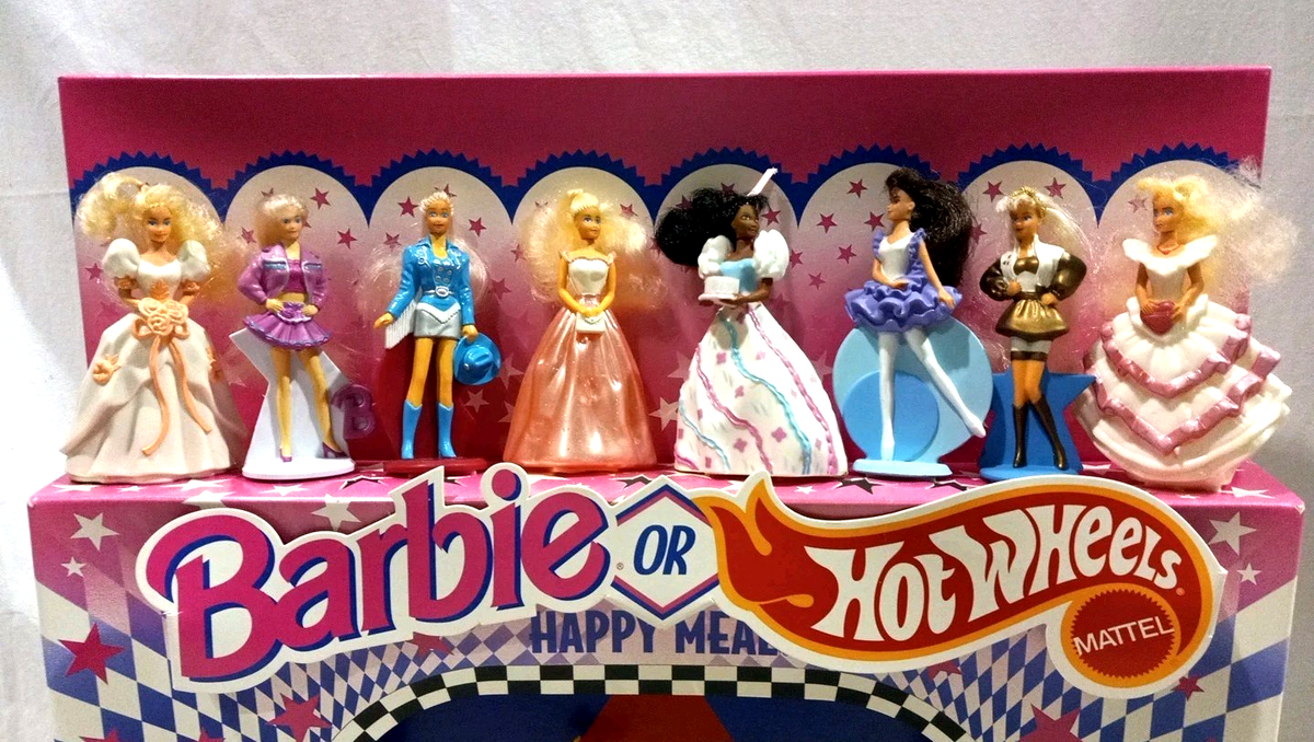 MCDONALDS 1993 BARBIE / HOT WHEELS HAPPY MEAL DISPLAY - COMPLETE