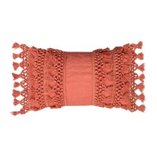 RAJRANG Coral Throw Pillow Cover with Decorative Tassels - 20x12 Inches Lumba...