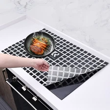 Checkered Large Induction Cooktop Protector Mat with Plastic Bowl Scraper, (M...