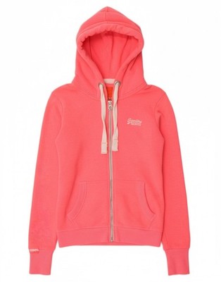 SUPERDRY Womens Zip Hoodie Sweater UK 14 Medium Pink Polyester
