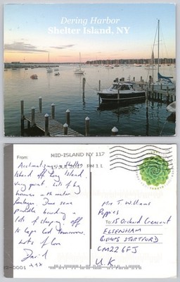 c40542 Dering Harbor Shelter Island New York USA Postkarte 2017 Stempel